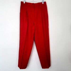 Vintage 80s Sag Harbor Red 100% Pure Wool Double Pleated High Rise Trousers